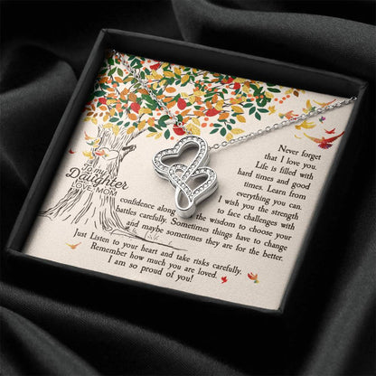 To My Daughter Necklace - Dad To Daughter Necklace Jewelry Gift Love Dad To Daughter Necklace - Dad Anniversary Gift - Double Hearts Necklace