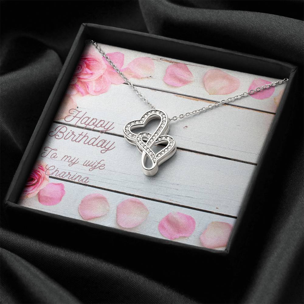 Happy Birthday For My Wife Double Hearts Necklace