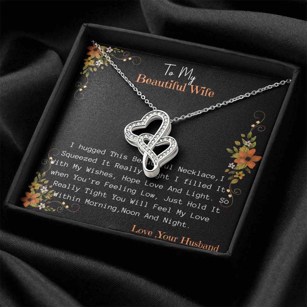 To My Wife Love Your Husband - Last Everything Necklace - To My Wife Necklace Anniversary Gift For Wife Gift For Wife  Double Hearts Necklace