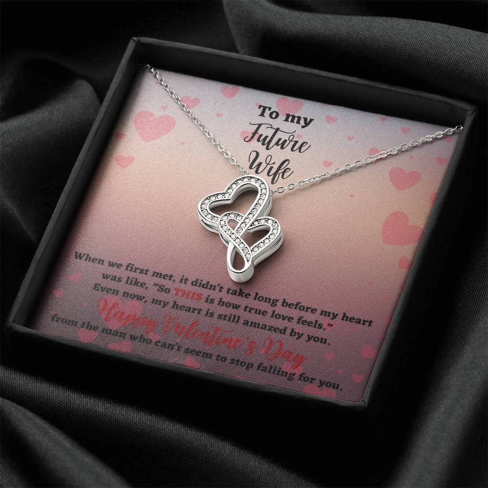 To My Future Wife Falling For You Valentine's Day Necklace Double Hearts Necklace