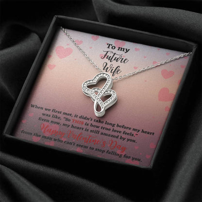 To My Future Wife Falling For You Valentine's Day Necklace Double Hearts Necklace