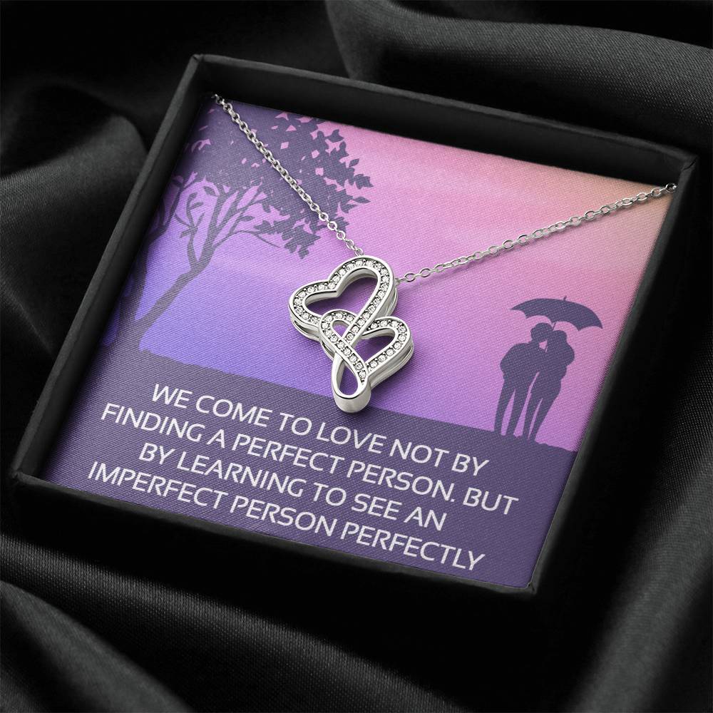 To My Love - Breathtaking Beautiful Silly - Necklace Double Hearts Necklace
