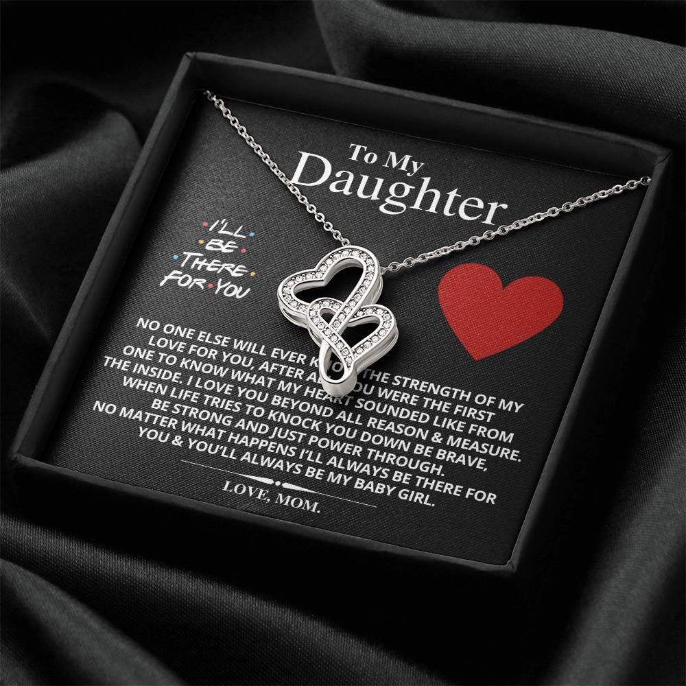To My Daughter Necklace - Mom To Daughter Double Heart Necklace Gift - Mom And Daughter Always Remember Gift From Mom  4 Double Hearts Necklace