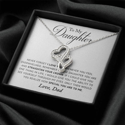 To My Daughter From Dad Necklace - I Can Promise To Love You For The Rest Of Mine Birthday Gift Graduation Gift For Da Double Hearts Necklace