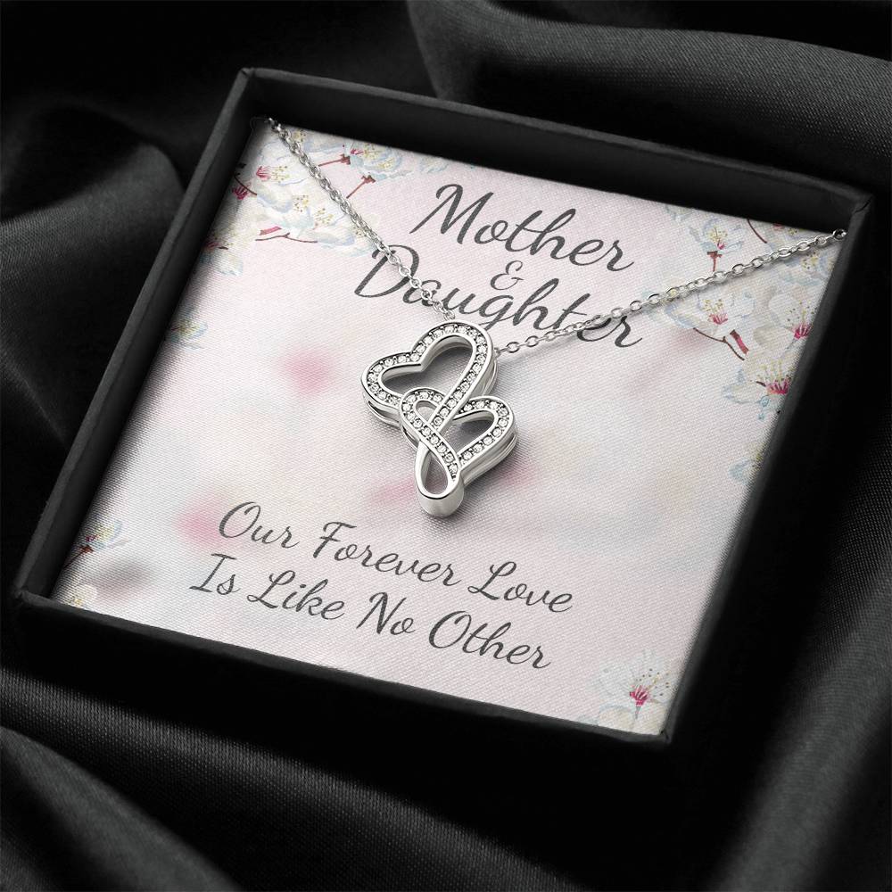 Mother And Daughter  With Luxury Box Double Hearts Necklace