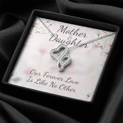 Mother And Daughter  With Luxury Box Double Hearts Necklace