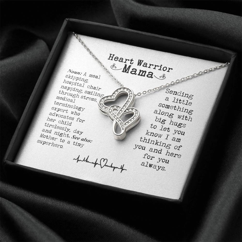 Heart Warrior Mom Double Hearts Necklace