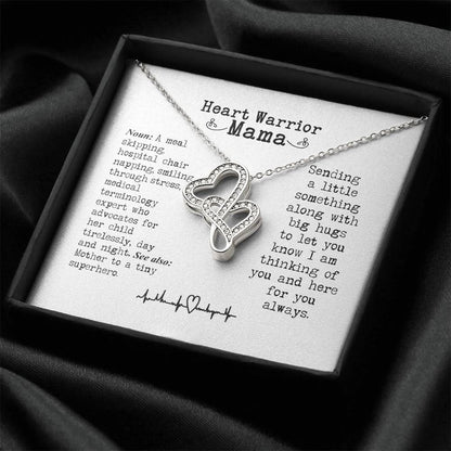 Heart Warrior Mom Double Hearts Necklace