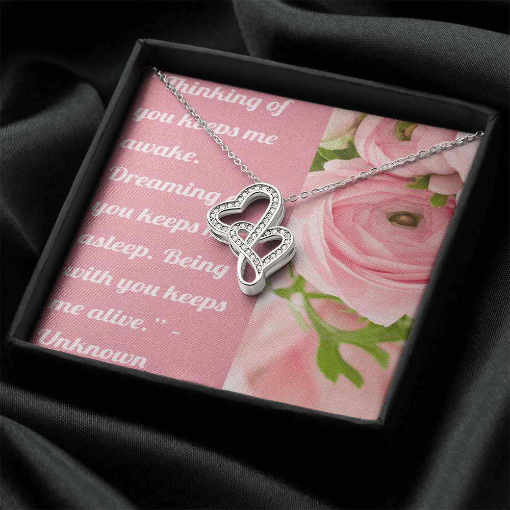 Ike Mens Production;Love Quote Jewelry Double Hearts Necklace