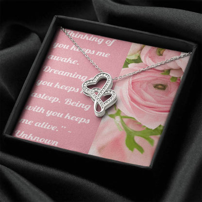 Ike Mens Production;Love Quote Jewelry Double Hearts Necklace