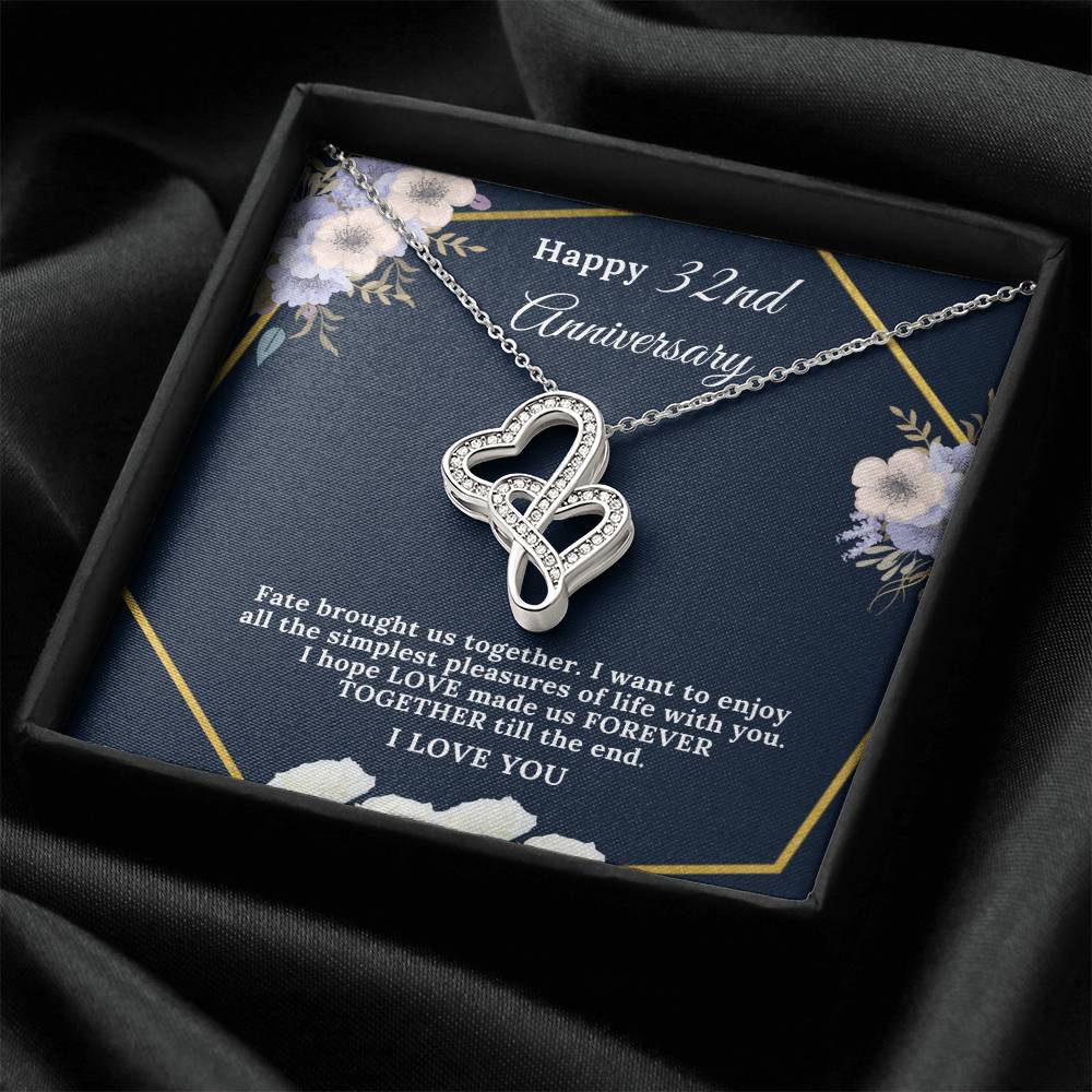 32 Year Anniversary Gift For Wife 32 Years Together For 32Nd Anniversary Anniversary Gift For Anniversary For Her Doub Double Hearts Necklace