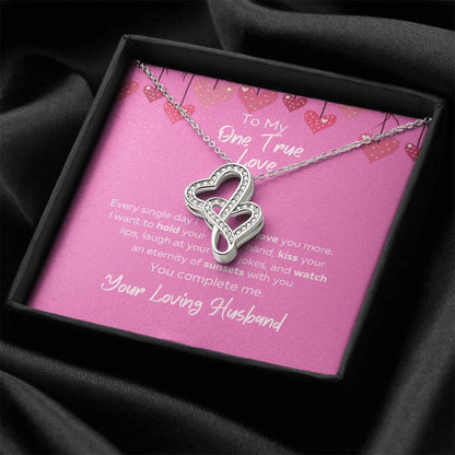 To My One True Love Necklace Double Hearts Necklace