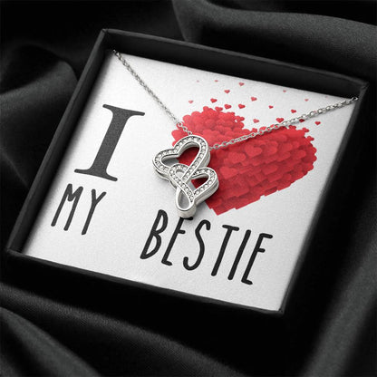 I Love My Bestie Best Friends Double Hearts Cz Necklace For Valentines Day Or Birthday Gift Double Hearts Necklace