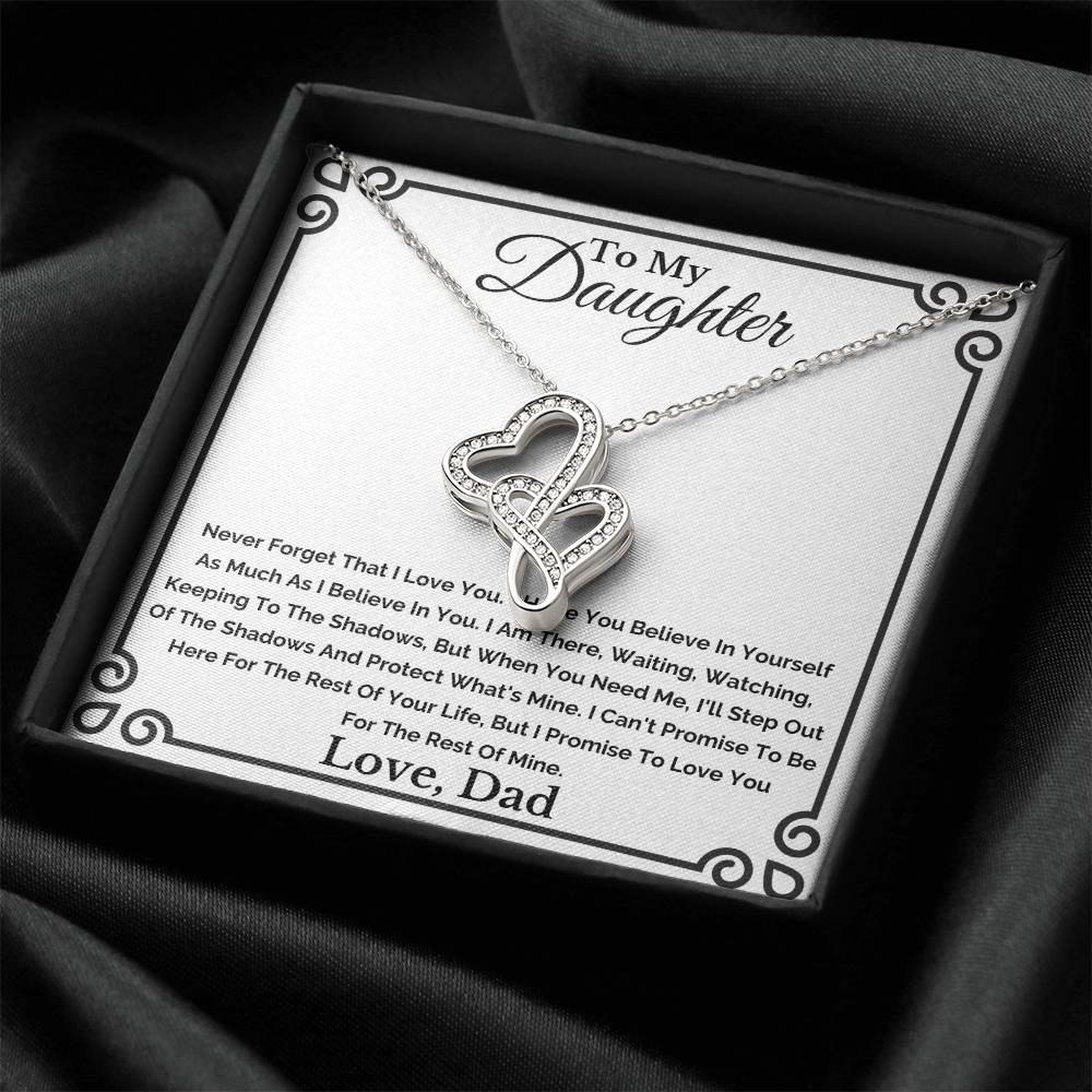 To My Daughter Necklace From Dad Double Hearts Necklace