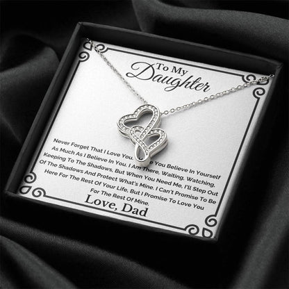 To My Daughter Necklace From Dad Double Hearts Necklace