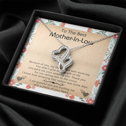Gift For Mother-In-Law - My Life Is Filled With More Joy - Double Heart Double Hearts Necklace