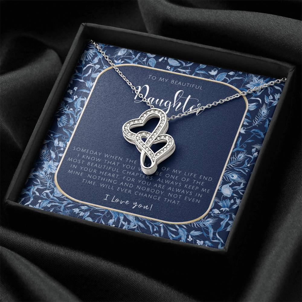 Daughter Gift - To My Daughter Necklace From Mom - To My Daughter Necklace From Dad - Gift For Daughter From Mom - Dau Double Hearts Necklace