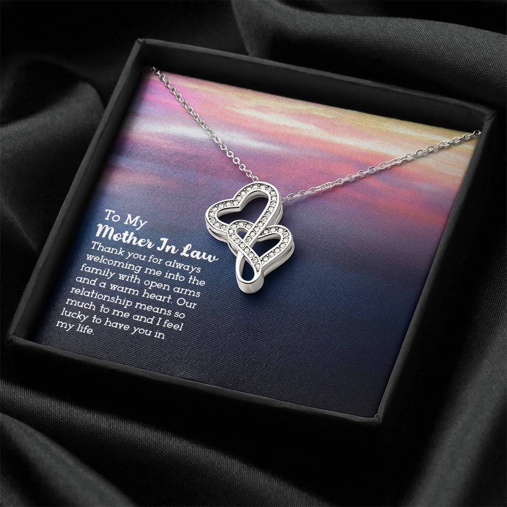 To My Mother-In-Law -  Double Hearts Necklace