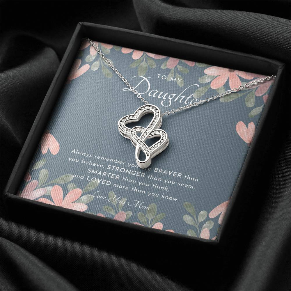To My Daughter Always Remember Gift For Daughter From Mom Daughter Birthday Graduation Christmas Present Double Hearts Necklace