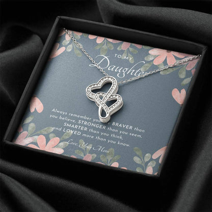 To My Daughter Always Remember Gift For Daughter From Mom Daughter Birthday Graduation Christmas Present Double Hearts Necklace