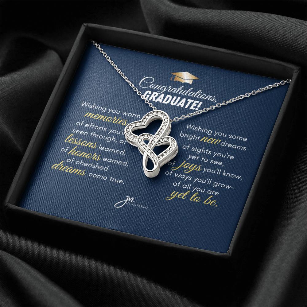 Graduation Gift For Daughter - Class Of 2022 Necklace - Class Of 2022 Necklace Jewelry Gift - Graduation Gift For Daug Double Hearts Necklace