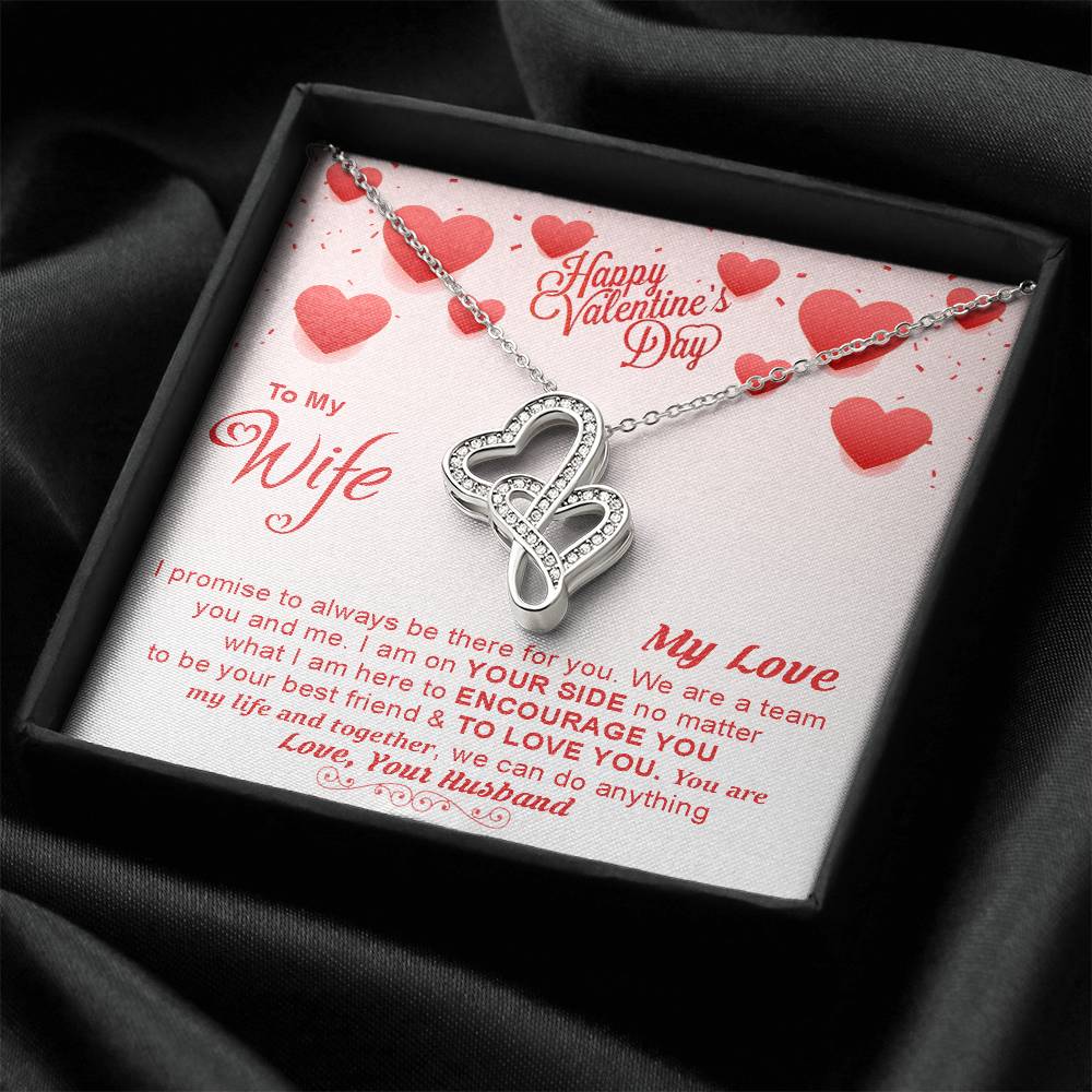 To My Wife -  Double Hearts Necklace
