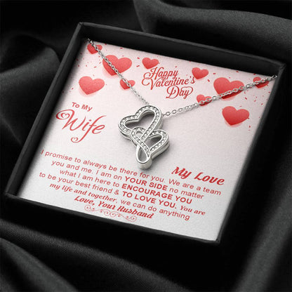 To My Wife -  Double Hearts Necklace
