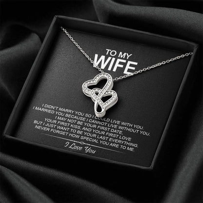 To My Wife - I Love You Message - Tmw02 Double Hearts Necklace