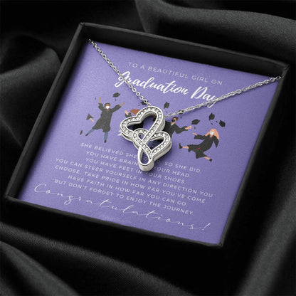 Graduation Gift Necklace For Daughter Graduation Gift For Her College Graduation Gift For Her High School Senior Gradu 1 Double Hearts Necklace