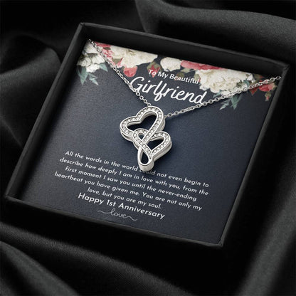 To My Girlfriend - Double Heart Double Hearts Necklace