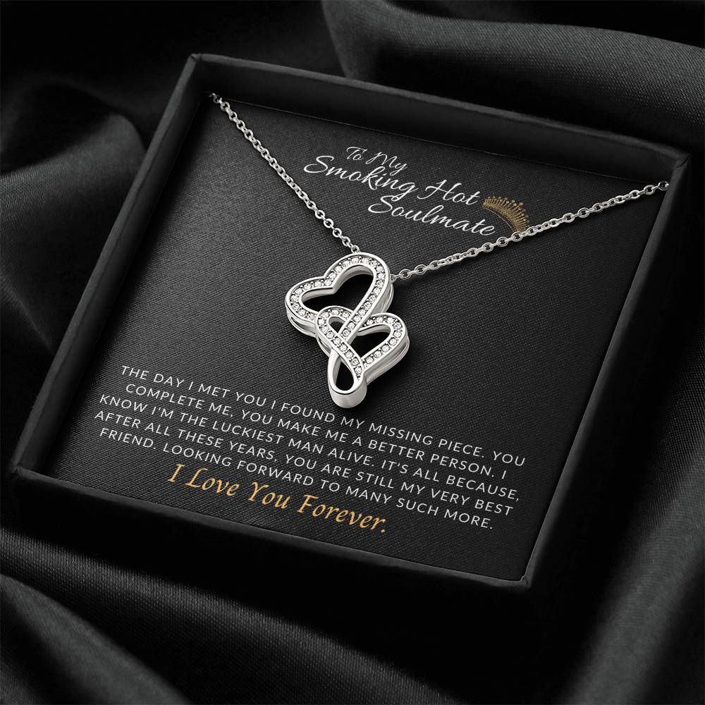 I’M The Luckiest Man Alive  To Soulmate Double Hearts Necklace