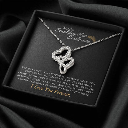 I’M The Luckiest Man Alive  To Soulmate Double Hearts Necklace