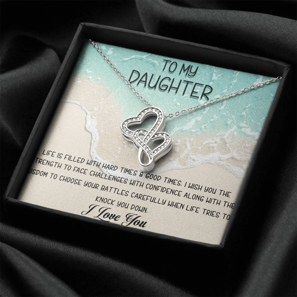 To My Daughter Necklace - Mom To Daughter Double Heart Necklace Gift - Mom And Daughter Always Remember Gift From Mom  5 Double Hearts Necklace