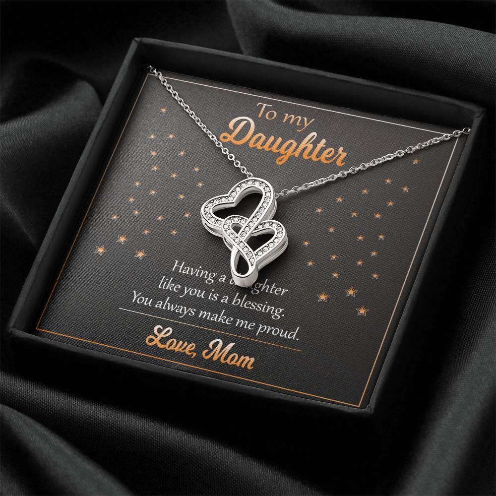 Necklace For Daughter Perfect Birthday Gift From Mom. Double Hearts Necklace