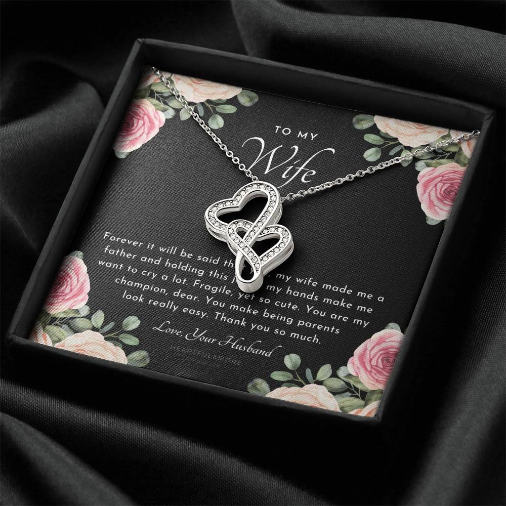 Postpartum Gift For Wife Gift For Wife Post Pregnancy Becoming A Mother Gift Gift For Wife Birth Wife After Pregnancy  Double Hearts Necklace