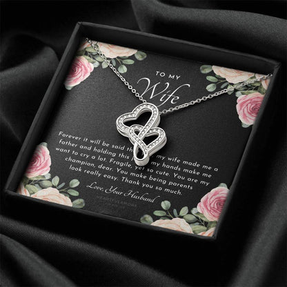 Postpartum Gift For Wife Gift For Wife Post Pregnancy Becoming A Mother Gift Gift For Wife Birth Wife After Pregnancy  Double Hearts Necklace