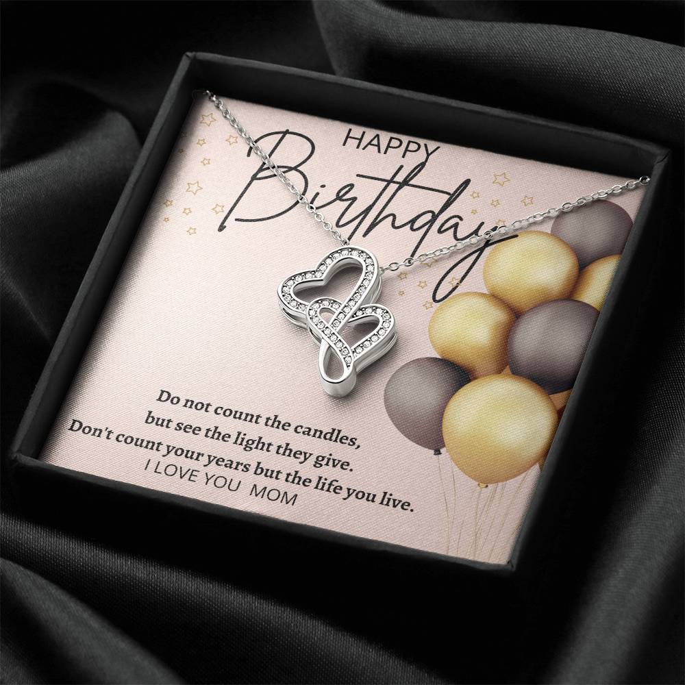 Moms Birthday Double Hearts Necklace