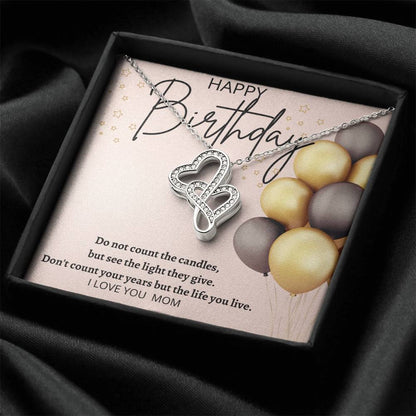Moms Birthday Double Hearts Necklace