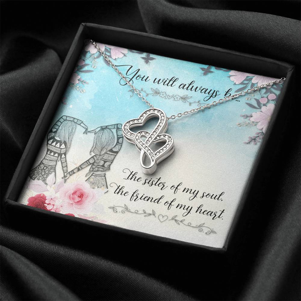 My Little Sister Two Hearts Necklace Loving Sister Gift Chain Funny Sister Present Double Hearts Necklace