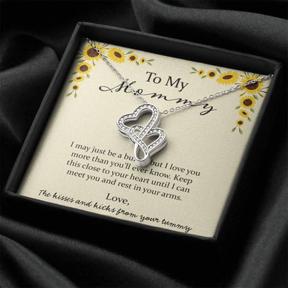 To My Mommy I May Just Be A Bump - Yellow Double Hearts Necklace