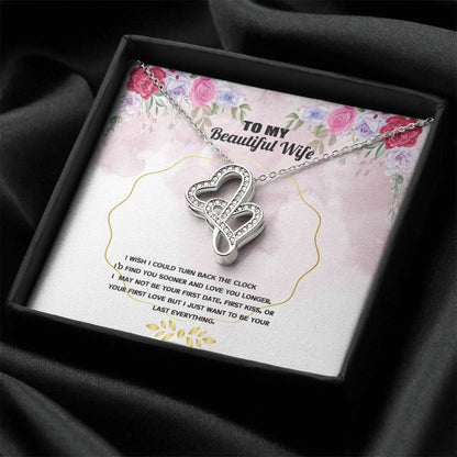 To My Beautiful Wife 1 Double Hearts Necklace