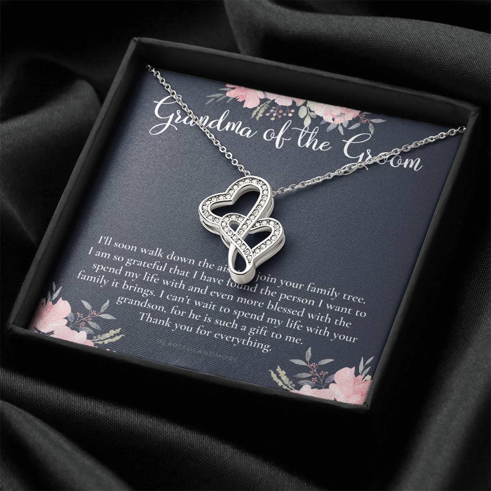 Grandmother Of The Groom Gift Necklace Grandma Wedding Gift Nana Bridal Shower Rehearsal Dinner Thank You Gift 3 Double Hearts Necklace