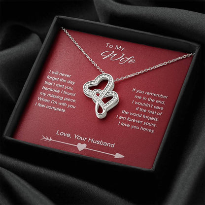 To My Wife - Missing Piece - Necklace Double Hearts Necklace