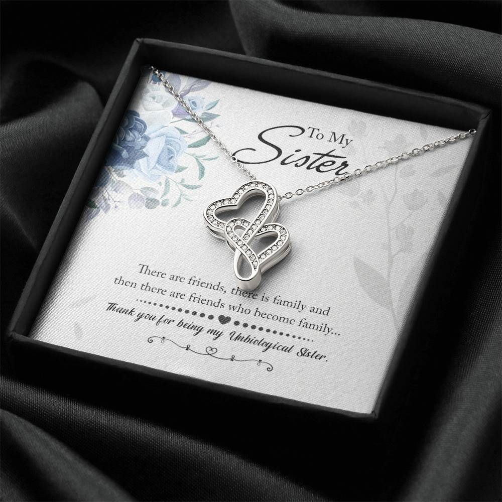 To My Unbiological Sister Best Friend Gift Jewelry Long Distance Quotes Friends Forever Double Heart Necklace Double Hearts Necklace