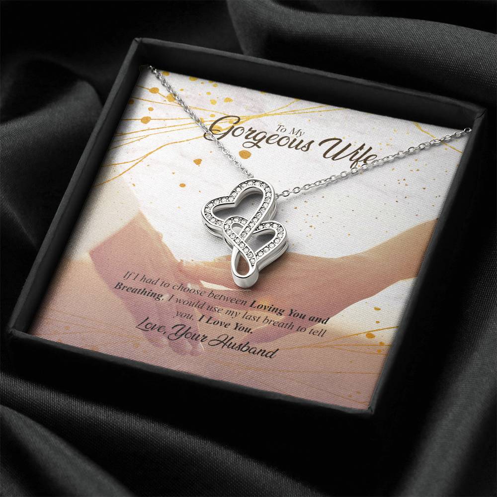My Gorgeous Wife Double Heart-I Love You Necklace Double Hearts Necklace