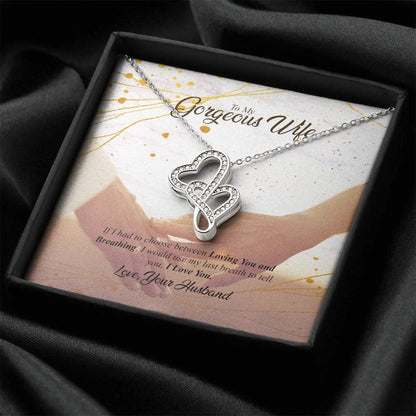 My Gorgeous Wife Double Heart-I Love You Necklace Double Hearts Necklace
