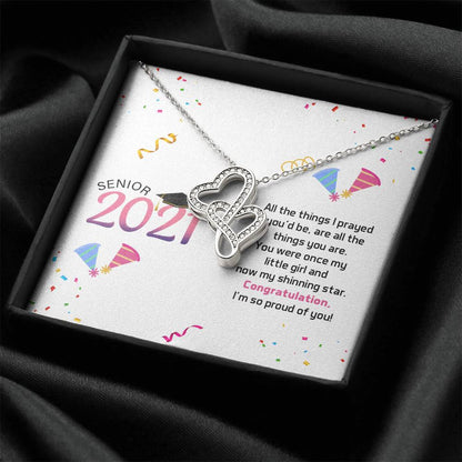 Senior Graduation  Double Hearts Necklace