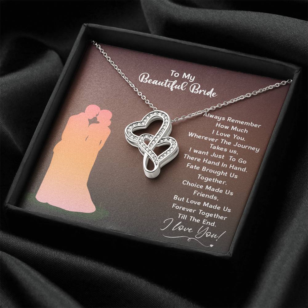 To My Beautiful Bride Double Hearts Necklace