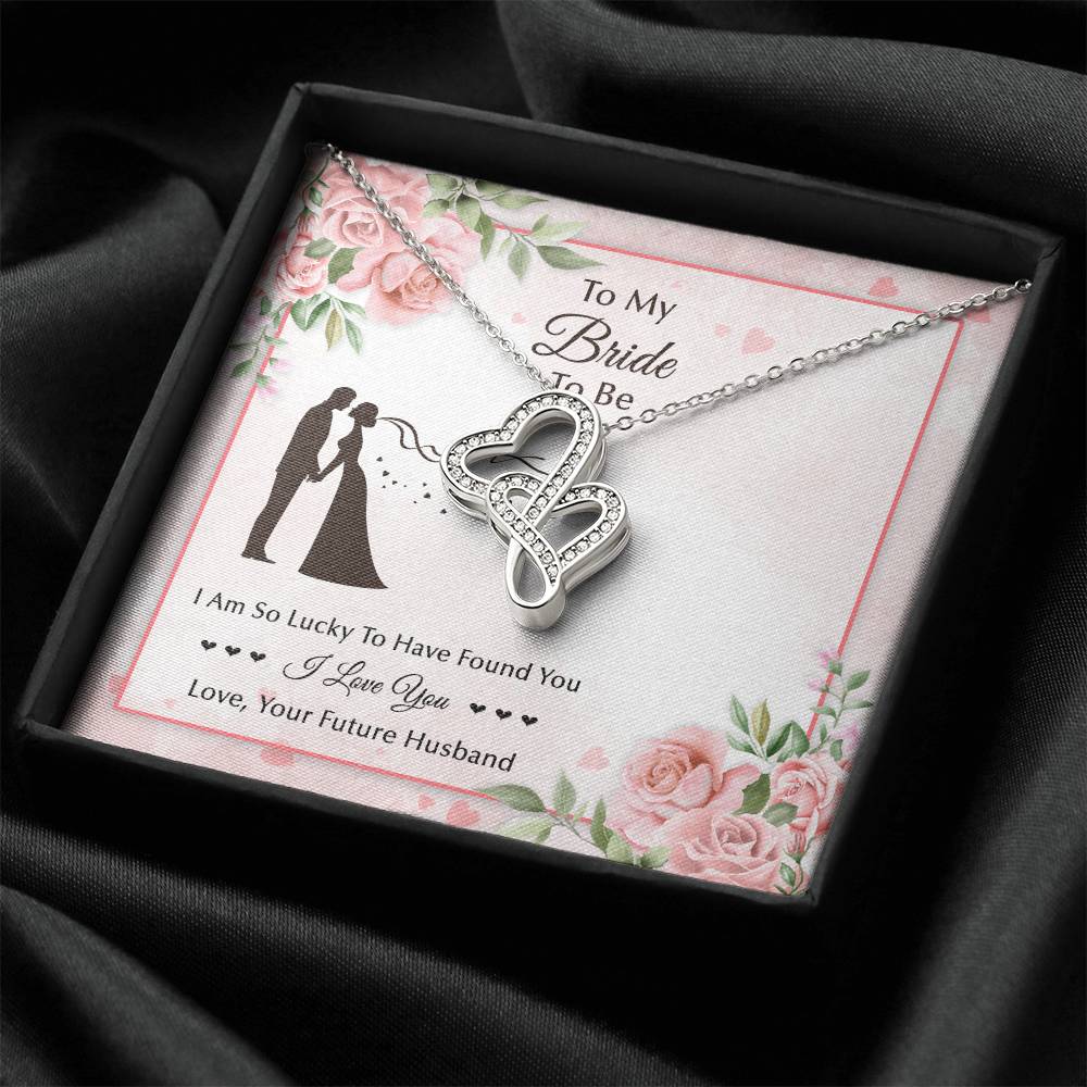 To My Bride To Be... Double Heart Design Double Hearts Necklace
