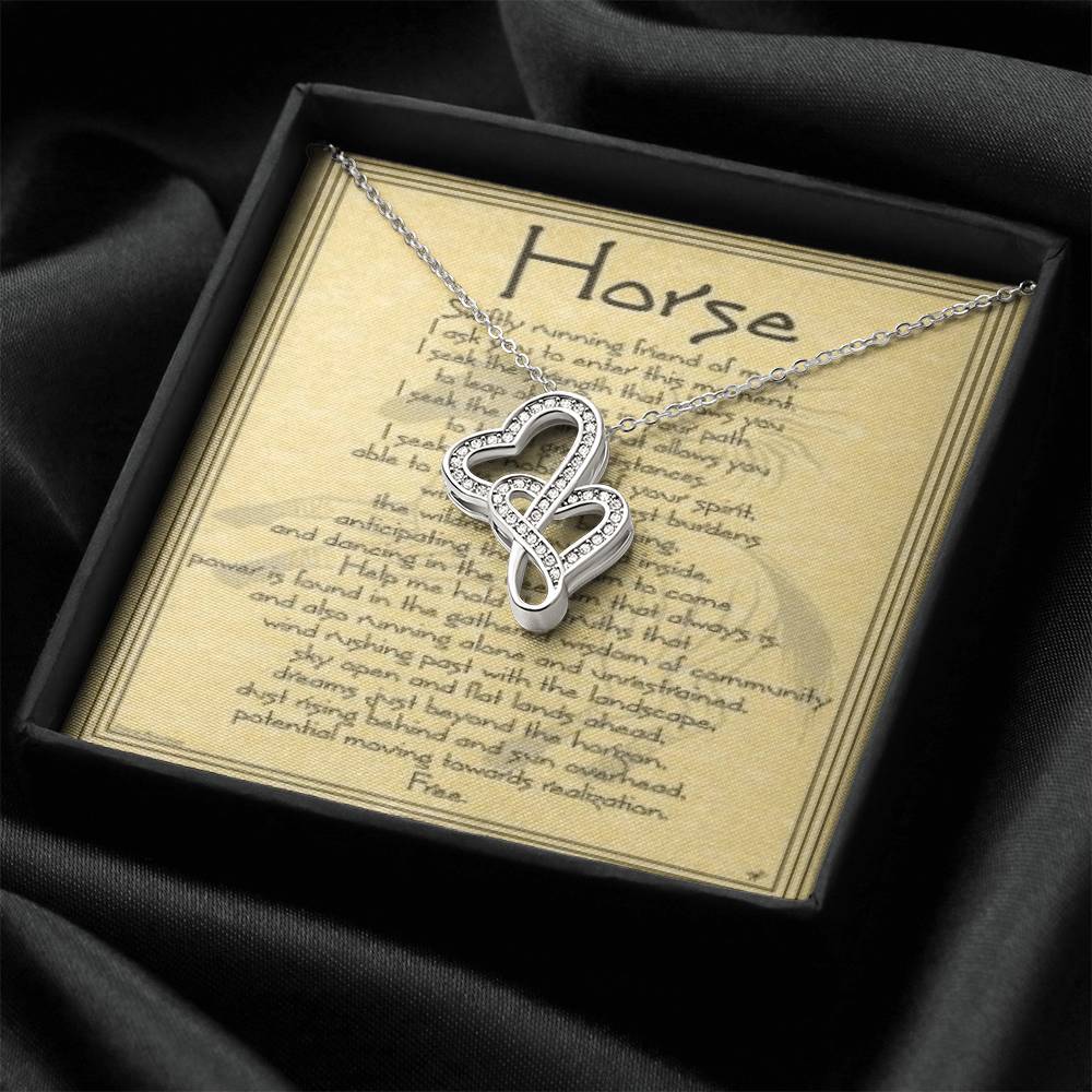 Horse Lover Meaning Card Two Hearts Necklace For Horse Lovers Unity With Horses Double Hearts Necklace